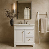 Home Decorators Collection Sedgewood 36.5 in. Bathroom Vanity in White with Arctic Solid Surface Top
