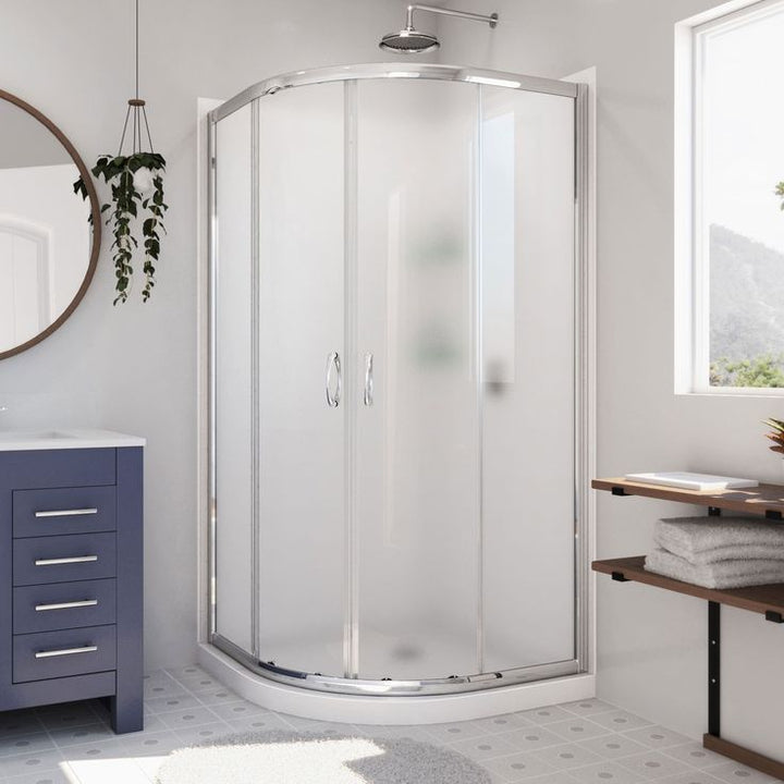 DreamLine Prime Brushed Nickel with White Base Acrylic Wall Floor Round 3-Piece Corner Shower Kit (Actual: 76.75-in x 36-in x 36-in)