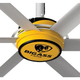 2025 7 ft. Indoor Yellow and Silver Aluminum Shop Ceiling Fan with Wall Control