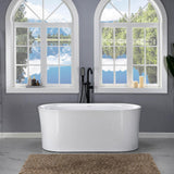 Tion 59 in. Acrylic Freestanding Double Ended Air Bath Bathtub with Drain and Overflow Included in White - Super Arbor