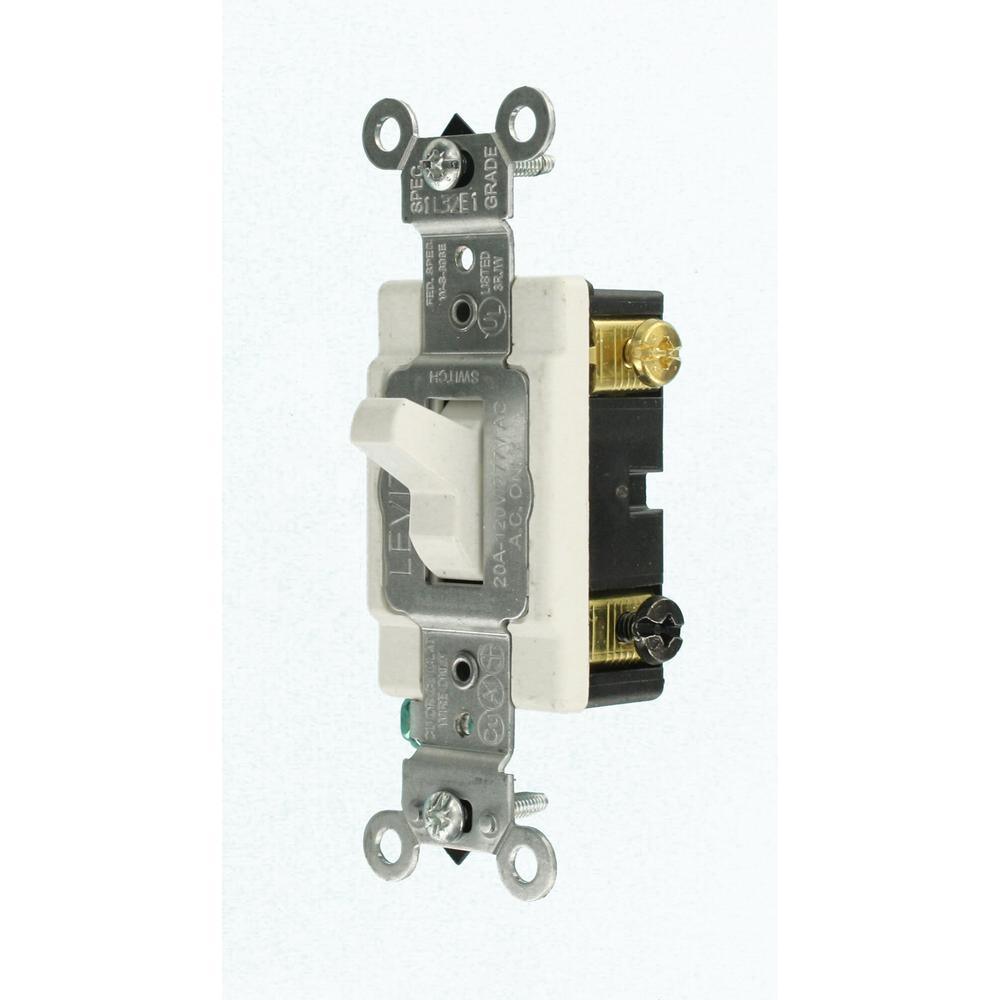 20 Amp 3-Way Commercial Toggle Switch, White - Super Arbor