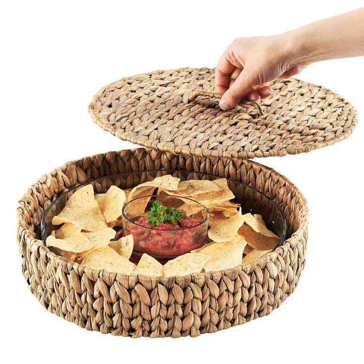Garden Terrace 13.5 in. Chip and Dip Server with Container and Lid