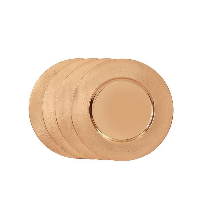 16 in. Decor Copper Charger Plate - Hammered Rim (Set of 4)