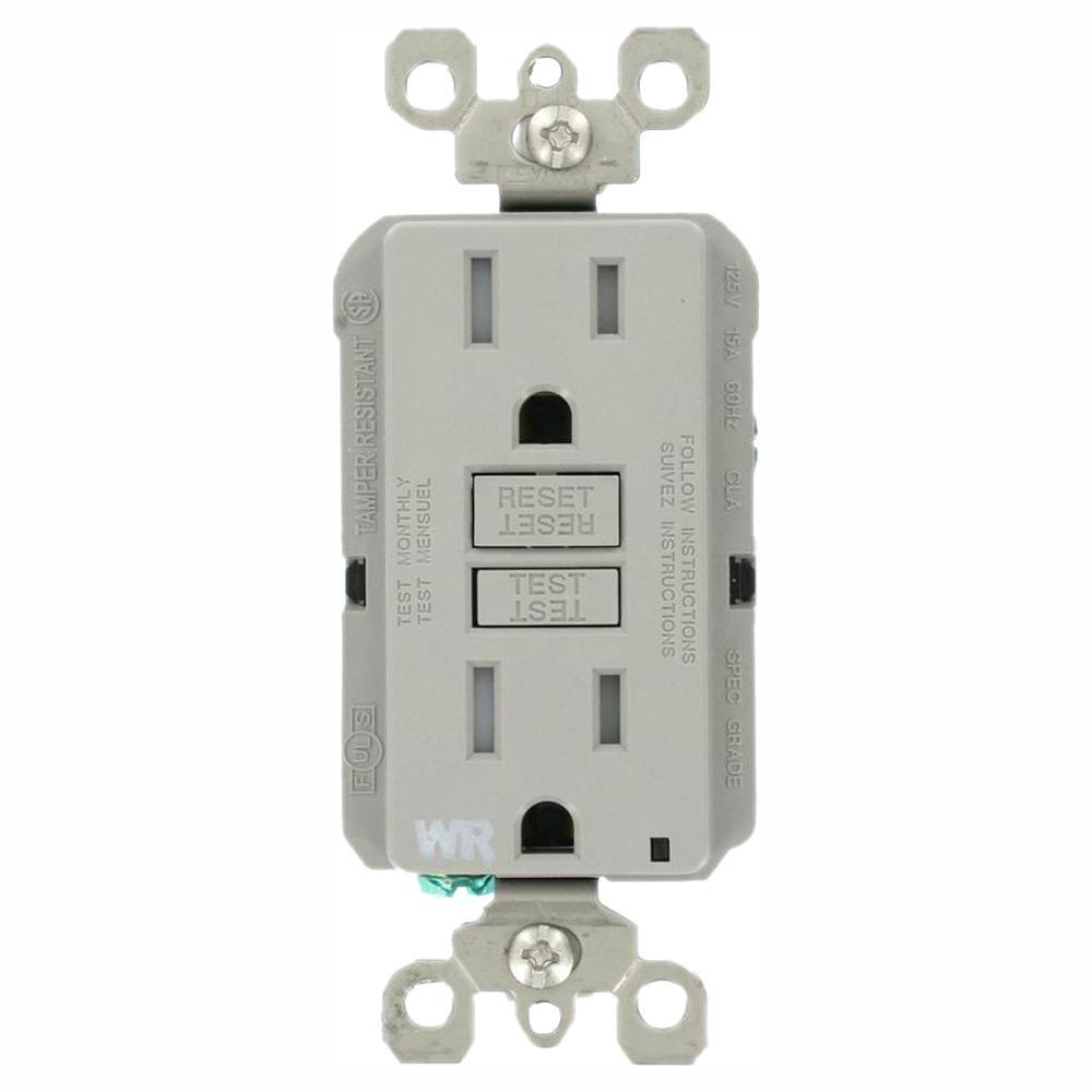 15 Amp 125-Volt Duplex Self-Test Tamper Resistant/Weather Resistant GFCI Outlet, White - Super Arbor