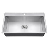 Handmade All-in-One Stainless Steel 33 in. x 22 in. Single Bowl Drop-in Kitchen Sink and Pull-down Kitchen Faucet