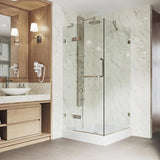 Monteray 36.125 x 79.25 in. Frameless Hinged Shower Door in Brushed Nickel with Clear Glass with Base - Super Arbor