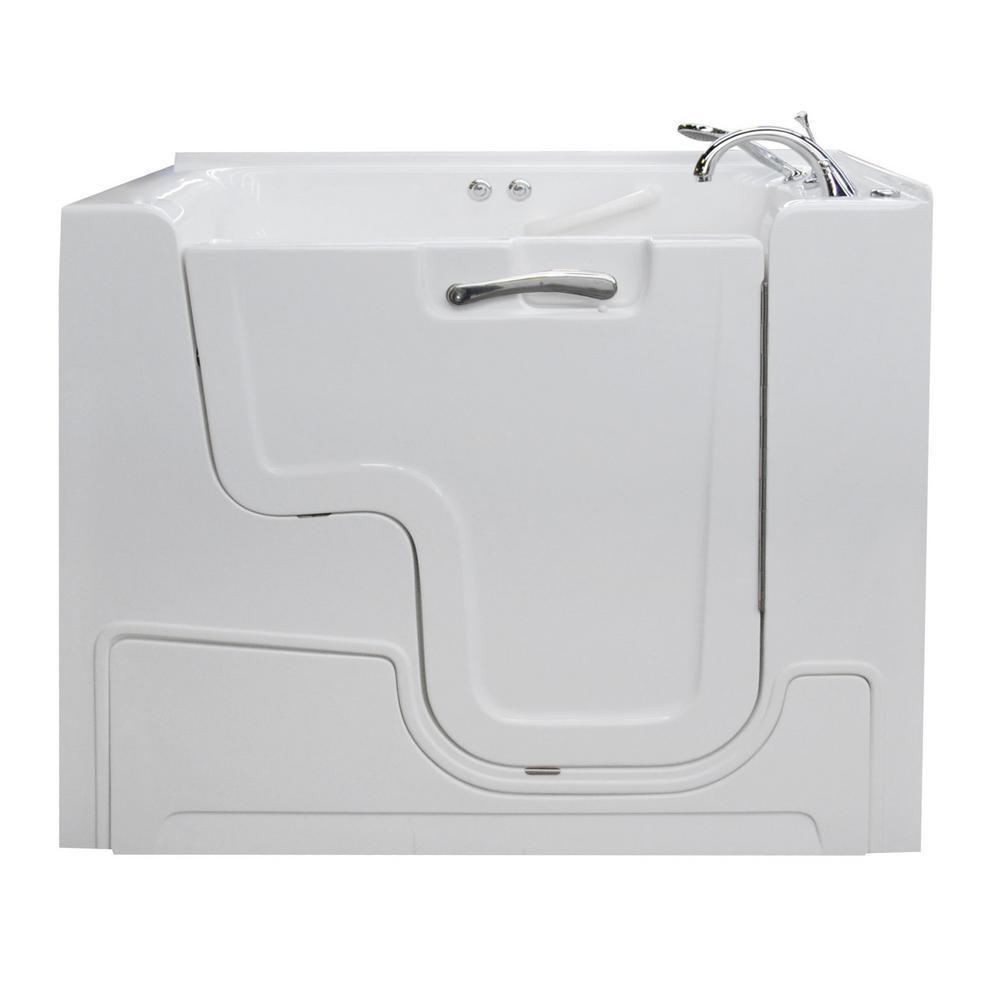 Wheelchair Accessible 53 in. Walk-In Whirlpool Bathtub in White with 1.6 GPF Single Flush Toilet - Super Arbor