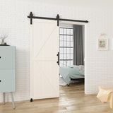 5 ft./60 in. Black Steel Straight Strap Sliding Barn Door Track and Hardware Kit with 12 in. Square Handle & Floor Guide - Super Arbor