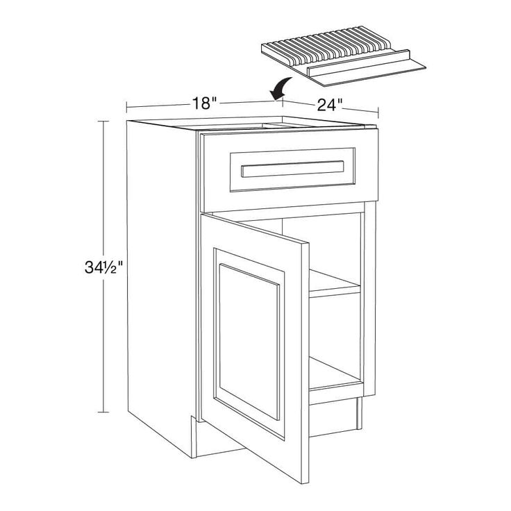 Home Decorators Collection Grayson 18 in. W x 24 in. D x 34.5 in. H Assembled Plywood Base Kitchen Cabinet in Pacific White with Knife Block LH