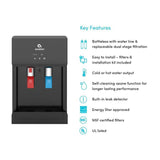 Countertop Self Cleaning Touchless Bottle less Water Cooler Dispenser, Hot/Cold Water, NSF/UL/Energy Star, Black