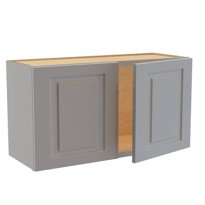 Home Decorators Collection Grayson 33 in. W x 12 in. D x 18 in. H Assembled Plywood Wall Bridge Kitchen Cabinet in Pearl Gray with Soft Close