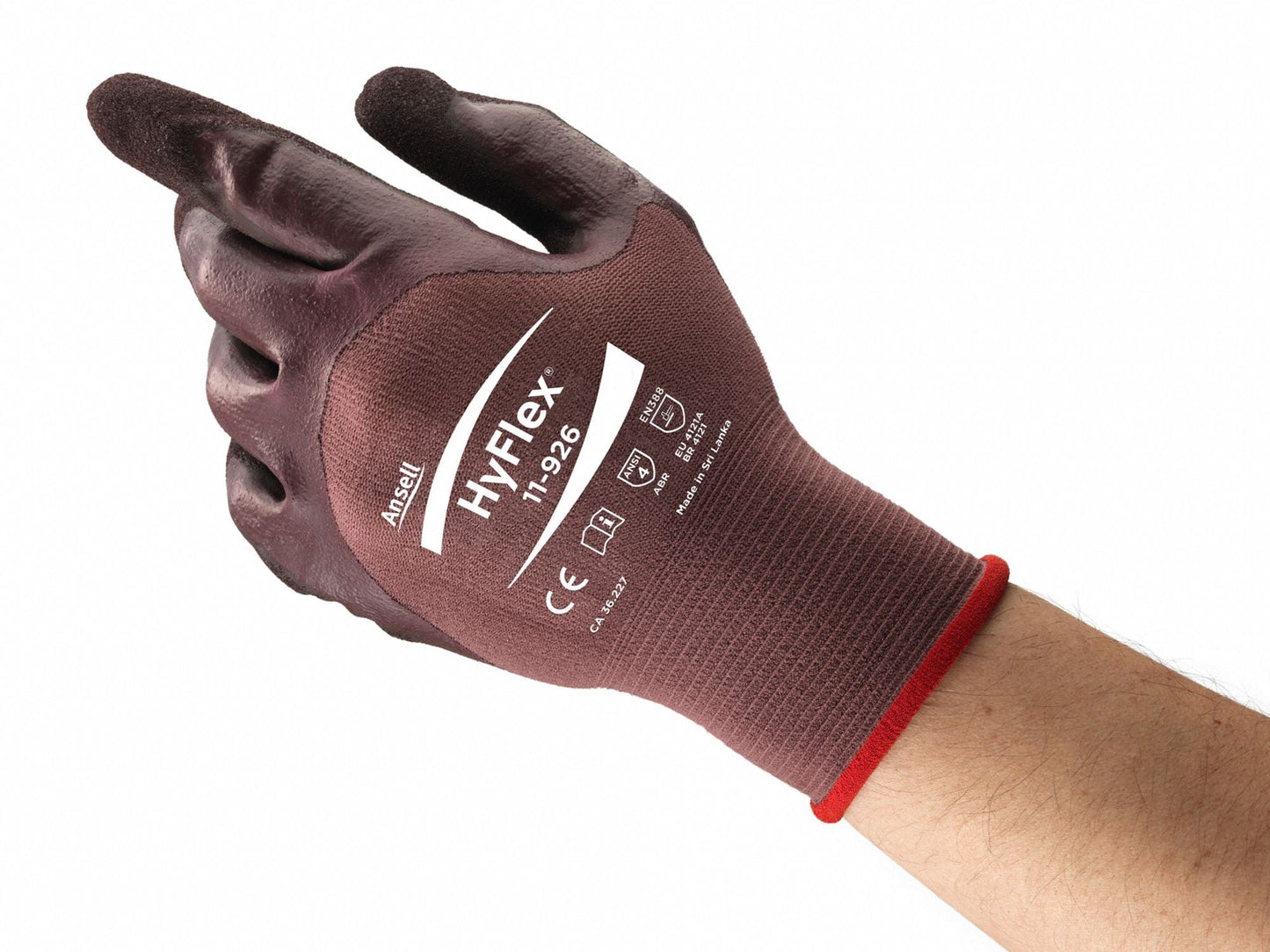 HYFLEX Coated Nitrile Gloves XL - Abrasion Resistant, Knit Cuff