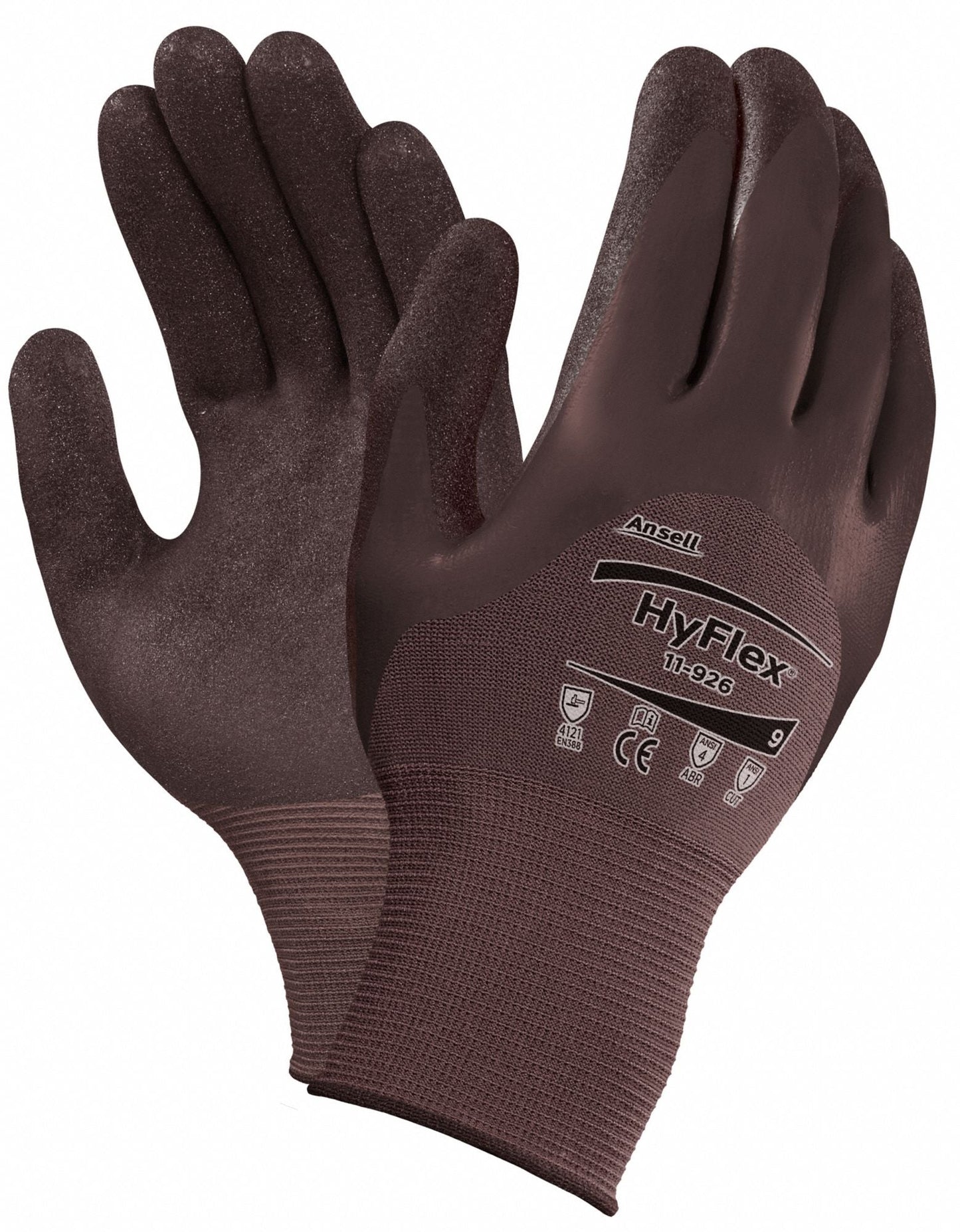 HYFLEX Nitrile Coated Gloves - 2XL, Purple, ANSI Abrasion Level 3