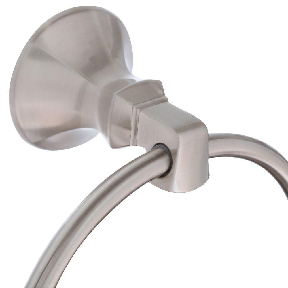 Mandara 4-Pc. Bath Hardware Set in SpotShield Brushed Nickel with Towel Ring, Toilet Paper Holder, 24" Towel Bar & Hook - Super Arbor