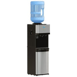 Hot Cold and Room Temp Water Dispenser Cooler Top Load, Tri Temp, Black and Stainless Steel, Essential Series