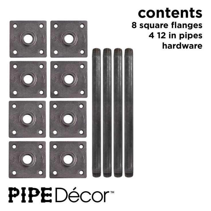 1/2 in. x 1 ft. L Black Steel  Pipe Square Flange Table Leg Kit (Set of 4)