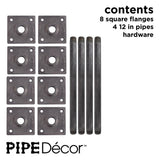 1/2 in. x 1 ft. L Black Steel  Pipe Square Flange Table Leg Kit (Set of 4)