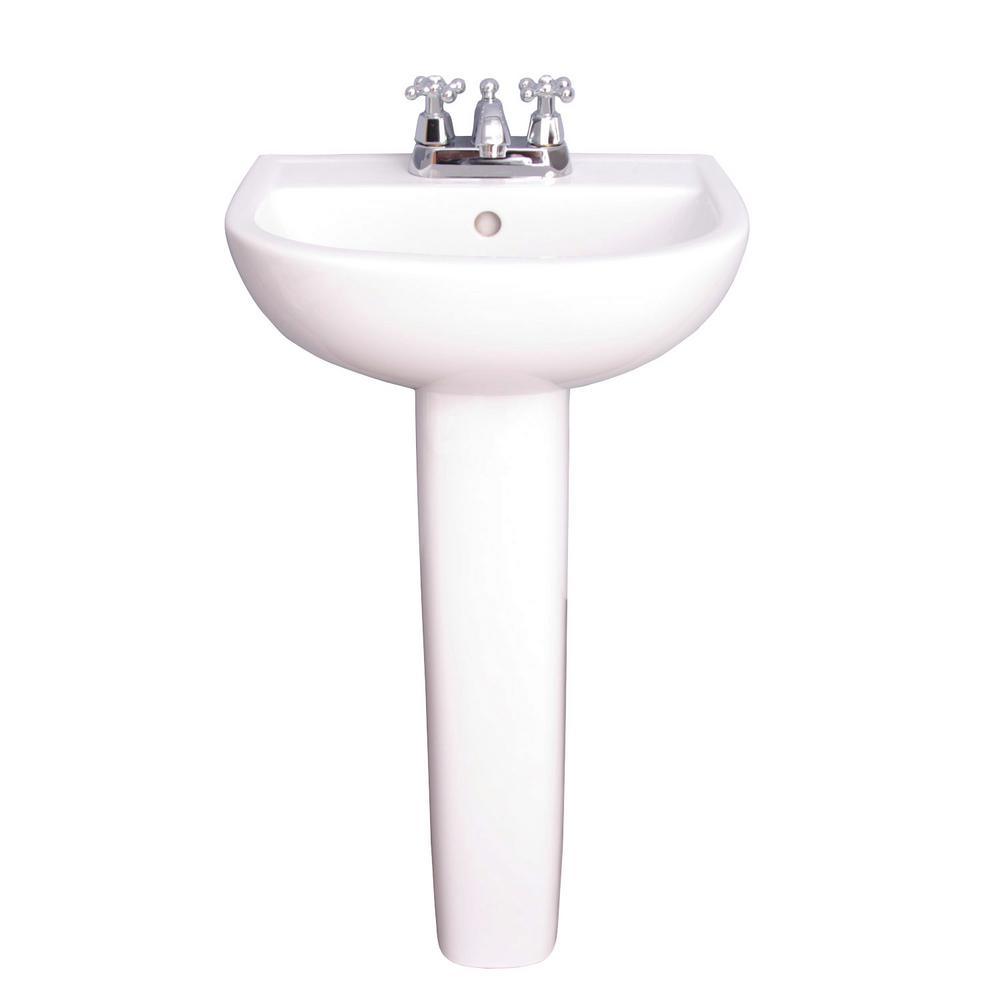 Compact 450 18 in. Pedestal Combo Bathroom Sink for 8 in. Widespread in White - Super Arbor