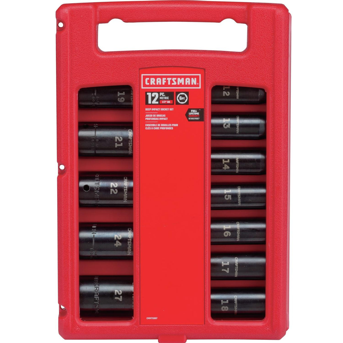 Craftsman 12 pc Metric Deep Impact Socket Set - 1/2 in. Drive, 6 Point