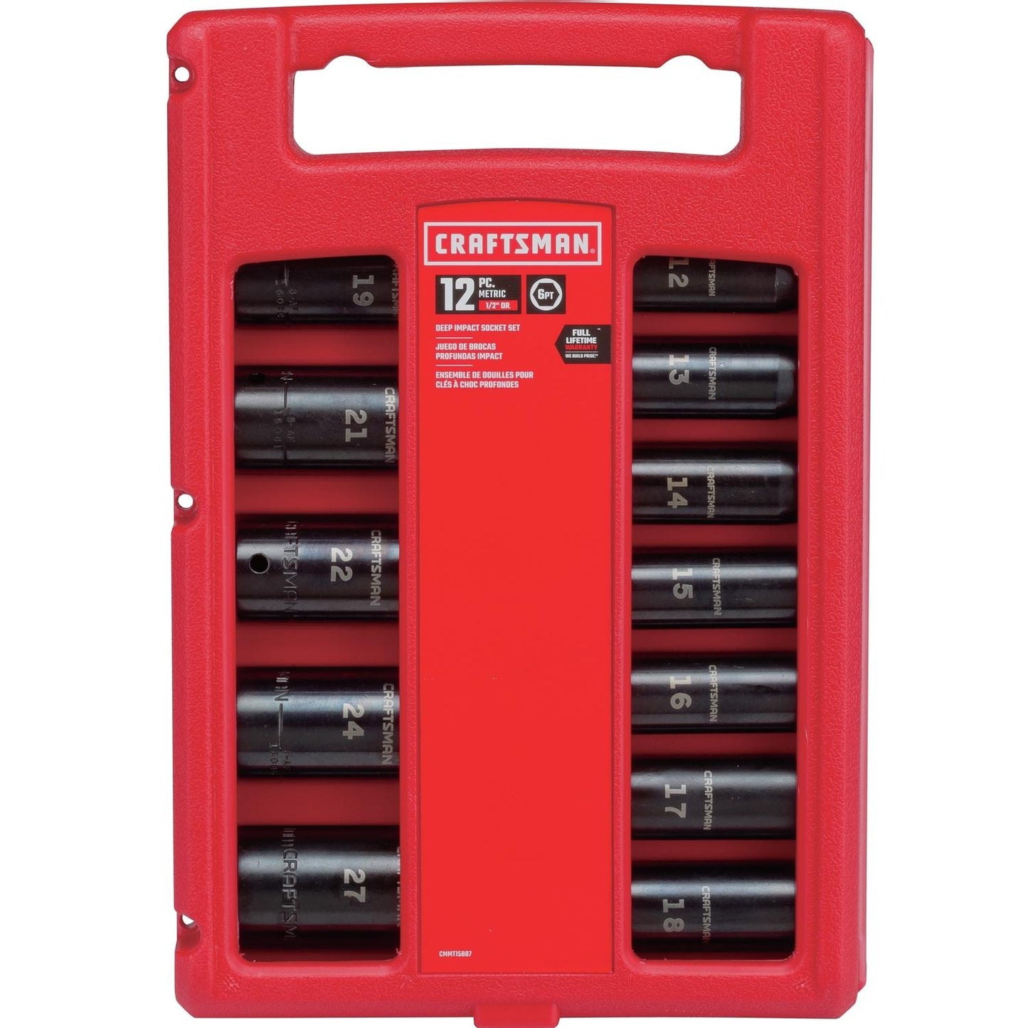 Craftsman 12 pc Metric Deep Impact Socket Set - 1/2 in. Drive, 6 Point