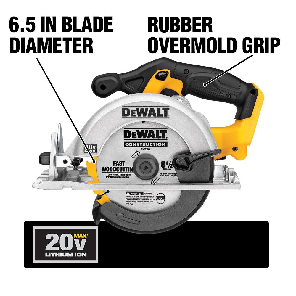 20-Volt MAX Li-Ion Cordless 1/2 in. Drill/Driver Kit w/ Bare 20-V Li-Ion 6-1/2 in. Circ Saw & 20-V Li-Ion 4 Ah Battery