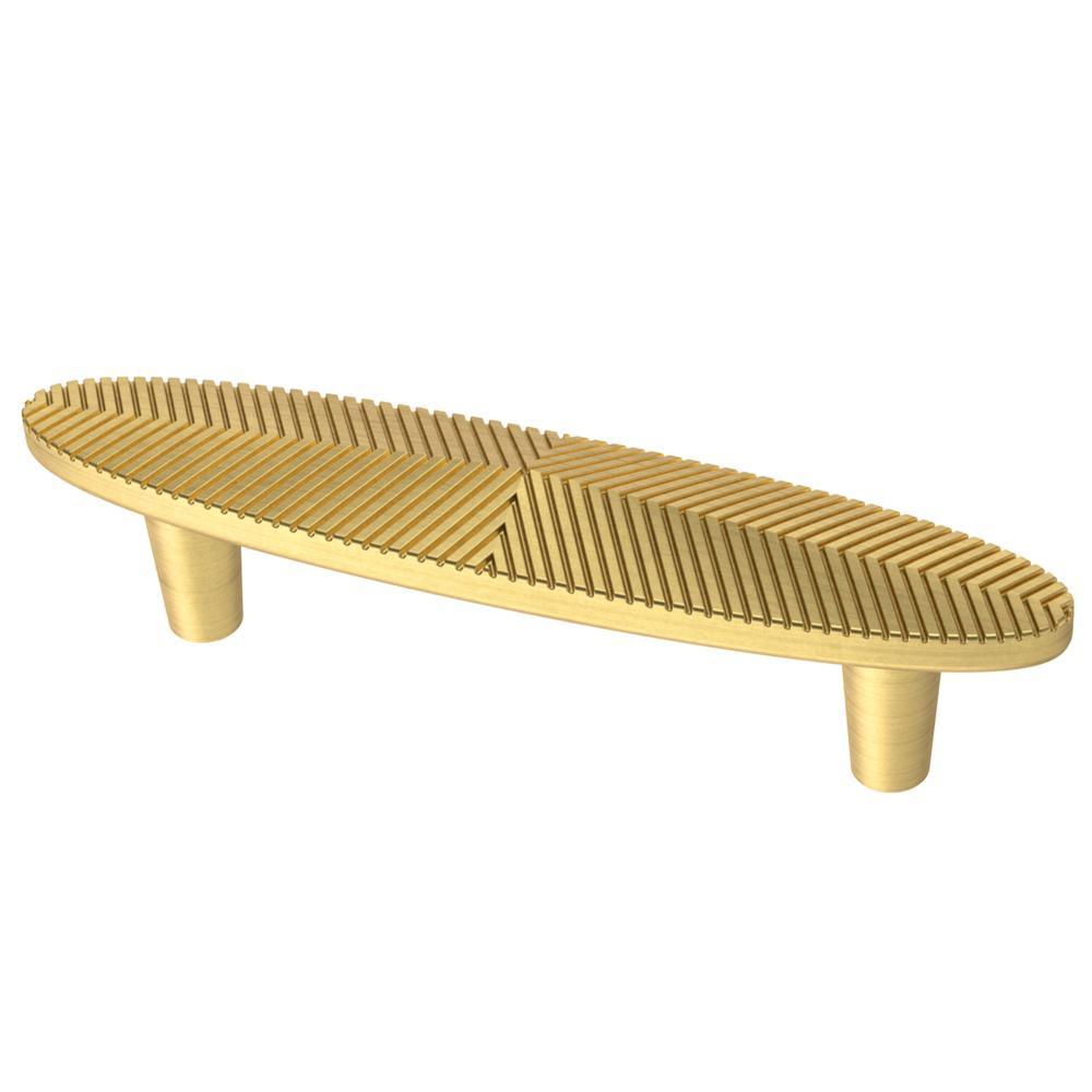 Modern Herringbone 3-3/4 in. (96mm) Center-to-Center Brushed Brass Cabinet Drawer Pull (2-Pack) - Super Arbor