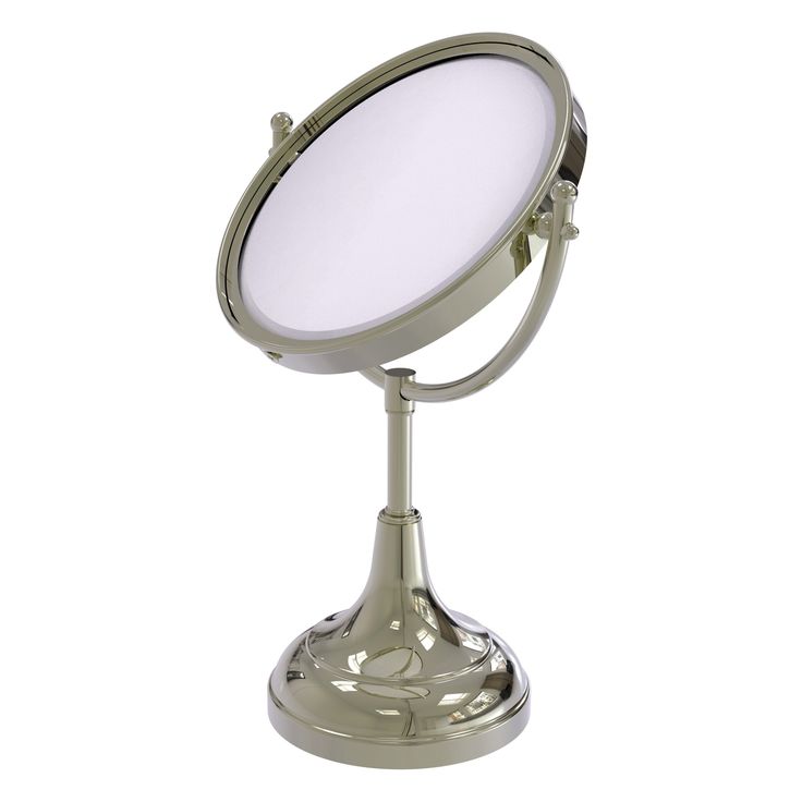 Allied Brass 8-in x 15-in Matte White Double-Sided Magnifying Countertop Vanity Mirror