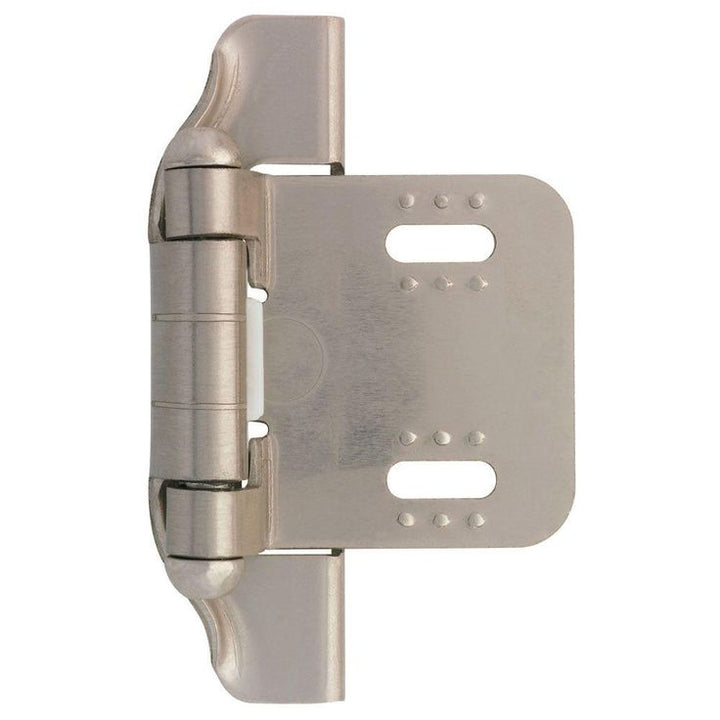 Satin Nickel Semi-Wrap 1/4 in. Overlay Cabinet Hinge (1-Pair)