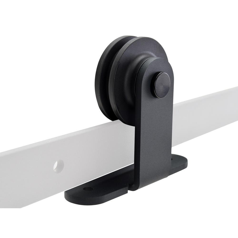 Top Mount 72 in. Matte Black Barn Style Sliding Door Track and Hardware Set - Super Arbor