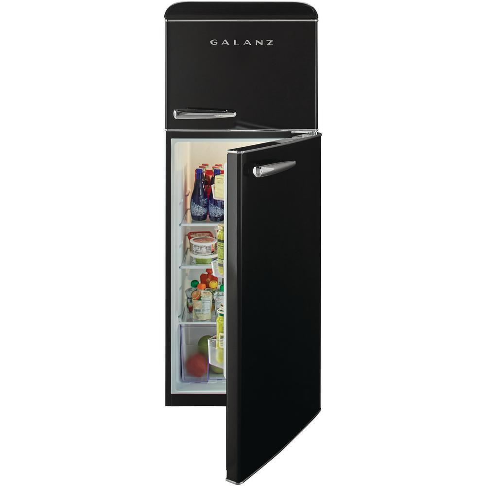 7.6 cu.ft. Retro Mini Refrigerator with Dual Door and True Freezer in Black - Super Arbor
