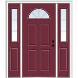 68.5 in. x 81.75 in. Internal Grilles Right-Hand Inswing 1/4-Lite Clear Painted Steel Prehung Front Door with Sidelites - Super Arbor