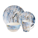16-Piece Casual Purple and Gold Ceramic Dinnerware Set (Service for 4)