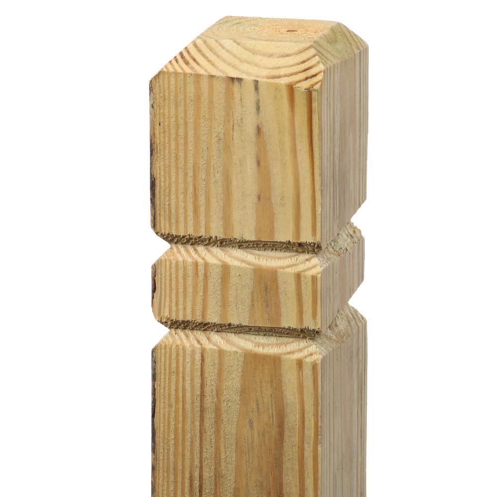 4 in. x 4 in. x 4-1/2 ft. Pressure-Treated Wood Double V-Groove Deck Post - Super Arbor