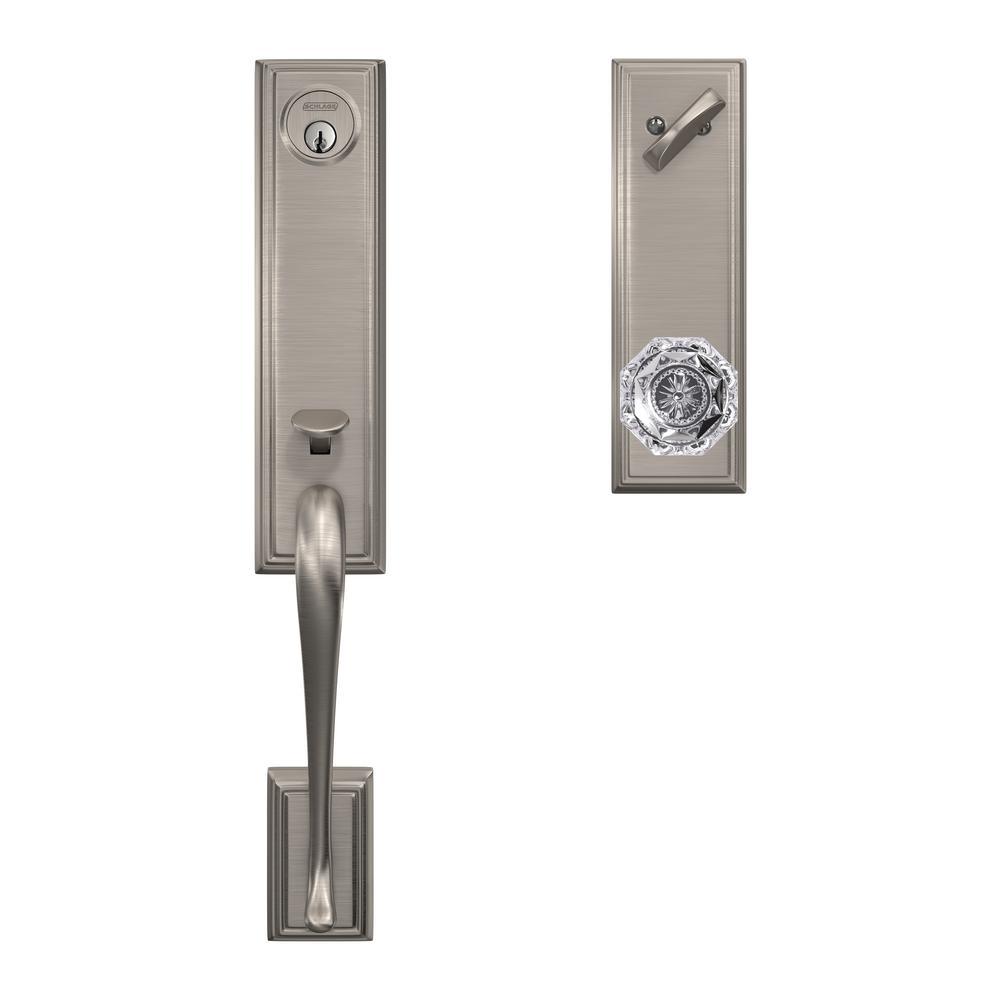 Custom Camelot Satin Nickel 3/4 Trim Single Cylinder Door Handleset with Hobson Glass Door Knob - Super Arbor