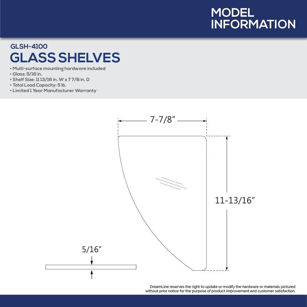 12 in. x 8 in. Corner Glass Shelf in Chrome - Super Arbor