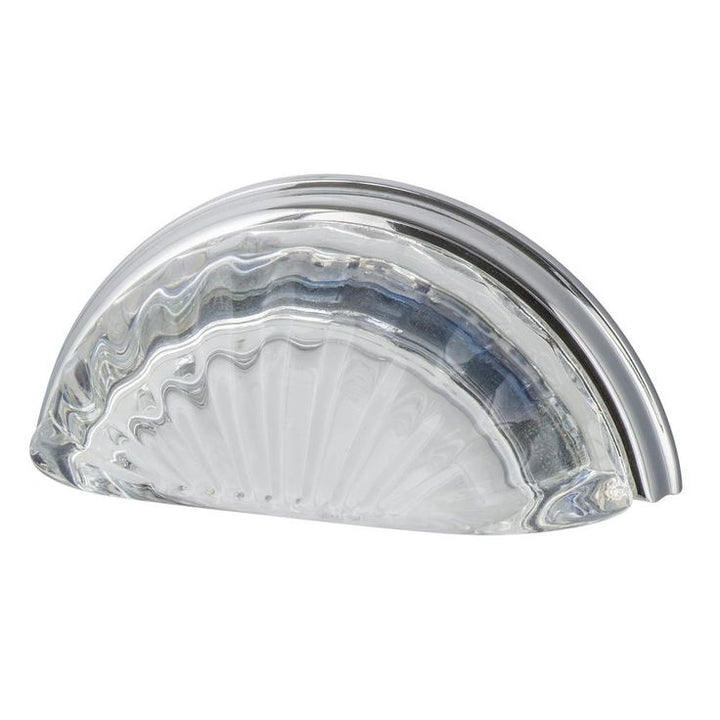 3 in. Center-to-Center Cup Crystal Clear Fluted in Bright Chrome Drawer Pull