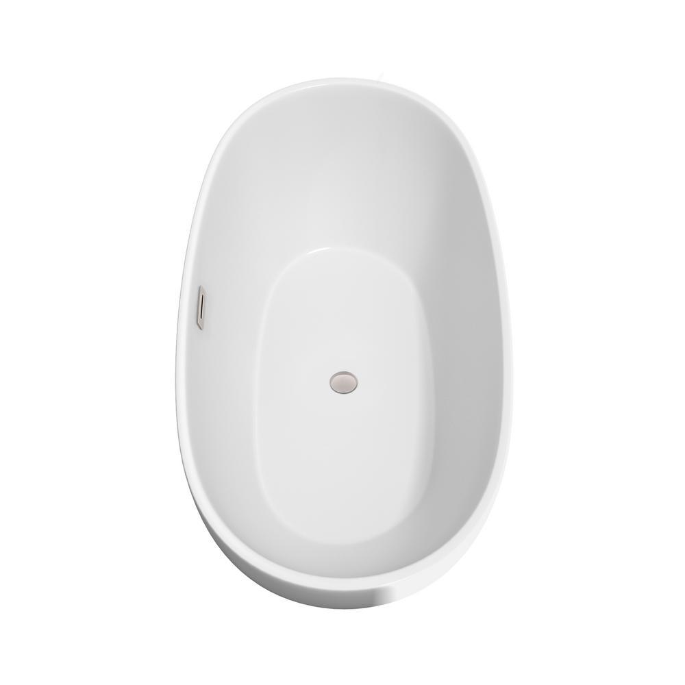 Juno 5.3 ft. Acrylic Flatbottom Non-Whirlpool Bathtub in White with Brushed Nickel Trim - Super Arbor