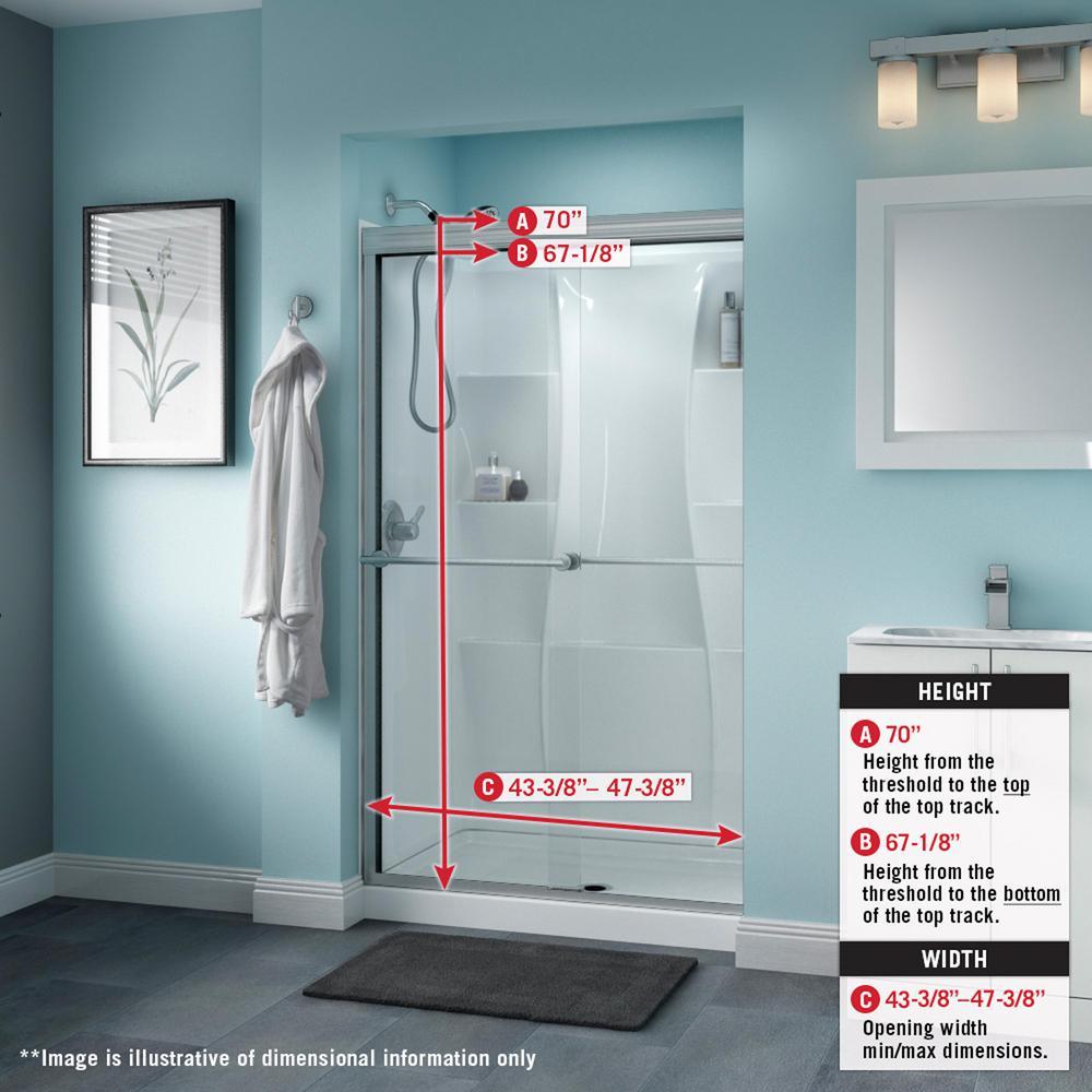 Simplicity 48 in. x 70 in. Semi-Frameless Traditional Sliding Shower Door in Bronze with Clear Glass - Super Arbor