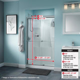 Simplicity 48 in. x 70 in. Semi-Frameless Traditional Sliding Shower Door in Bronze with Clear Glass - Super Arbor