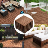 Yaheetech 12x 12''Patio Pavers Decking Flooring Deck Tiles Interlocking Wood Patio Tiles Pack of 11 Tiles For Patio Garden Deck Poolside Indoor and Outdoor，Indoor and Outdoor