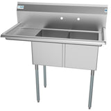 45 in. Freestanding Stainless Steel 2-Hole Triple Bowl Commercial Kitchen Sink