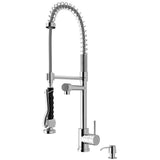 Zurich Single-Handle Pull-Down Sprayer Kitchen Faucet with Soap Dispenser in Matte Black - Super Arbor