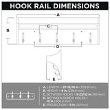 Classic Arch 28 in. White and Satin Nickel Trayed Hook Rack