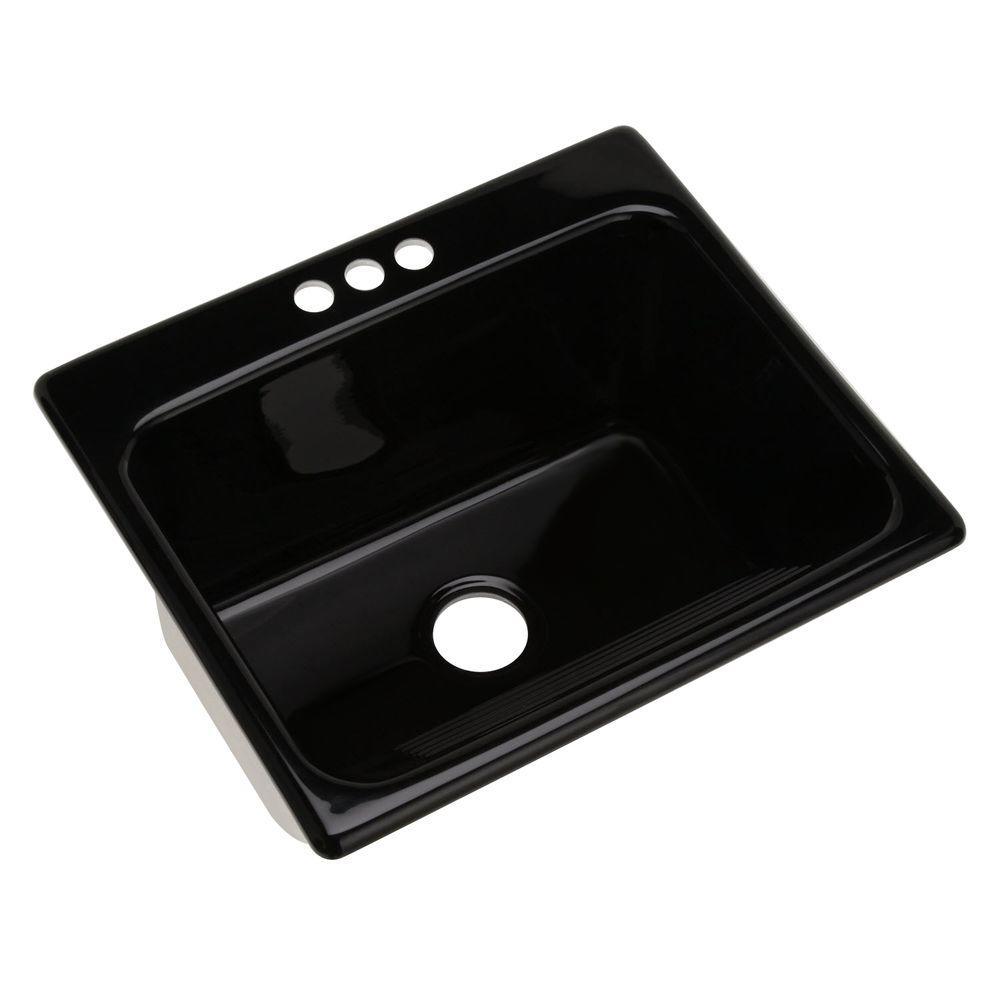 Kensington Drop-In Acrylic 25 in. 3-Hole Single Bowl Utility Sink in Ice Grey - Super Arbor