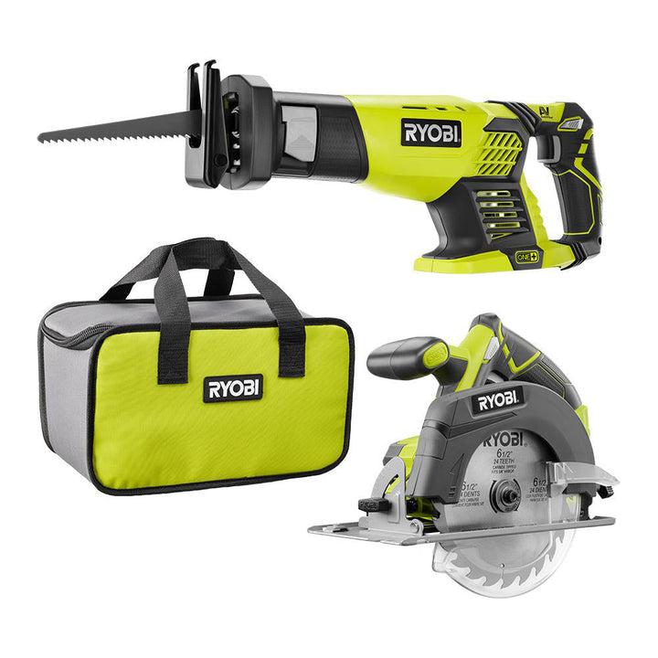 RYOBI ONE+ 18V Cordless Reciprocating Saw and 6-1/2 in. Circular Saw Combo Kit (Tools Only)