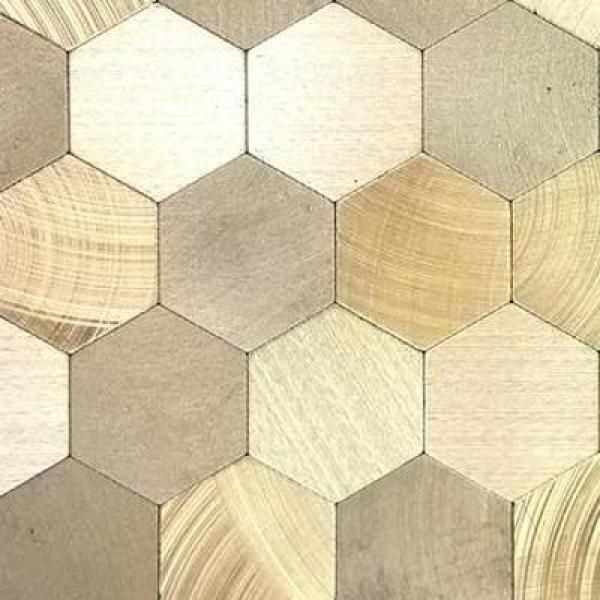 Enchanted Metals Gold Hexagon Mosaic 12 in. x 12 in. Brushed Peel & Stick Wall Tile (0.9 sq. ft.)
