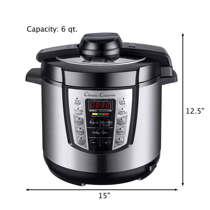 4-in-1 Multi-Function 6 Qt. Silver Electric Pressure Cooker