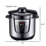 4-in-1 Multi-Function 6 Qt. Silver Electric Pressure Cooker