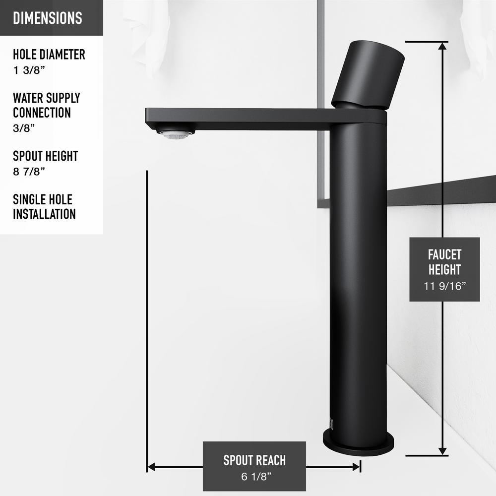 Matte Stone Round Vessel Bathroom Sink in White and Gotham Faucet in Matte Black - Super Arbor