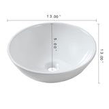 13 in. x 13 in. Round Bowl Modern Bathroom Above in White Porcelain Ceramic Vessel Vanity Sink Art Basin - Super Arbor